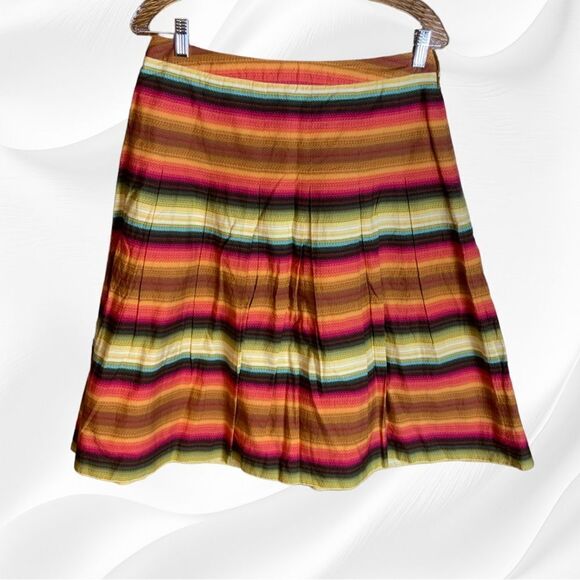 Talbots Drop Pleat Sunset Colors Cotton Skirt Size 8 - Picture 1 of 3